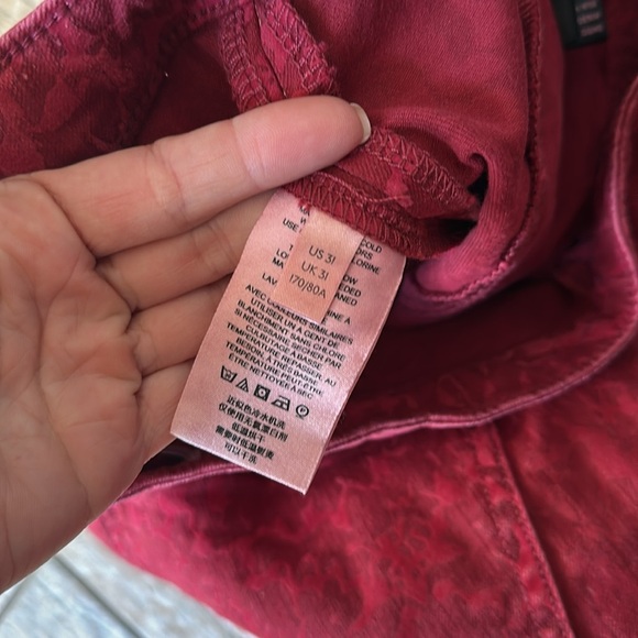 Anthropologie Pilcro Flocked High-Rise Leggings raspberry 31 - Picture 6 of 7